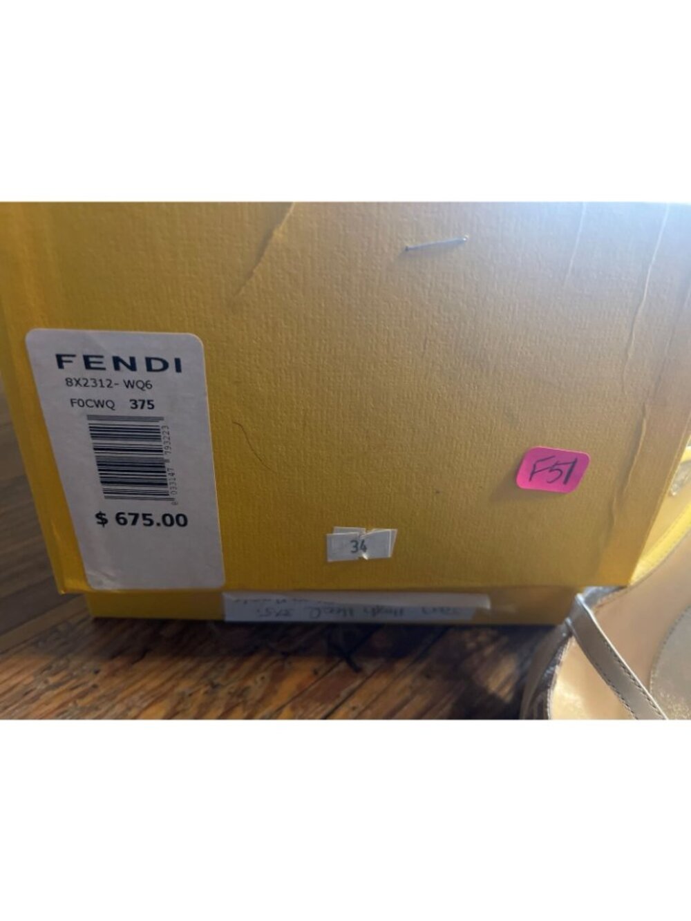 Fendi Tan Slingback Sandal High Heels Size 37.5 EU 7.5 US - New In Box - Picture 7 of 7
